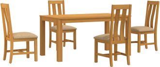 vidaXL Conjunto De Comedor 5 Uds. Beige Madera De Roble S&oacute;lido Vidaxl