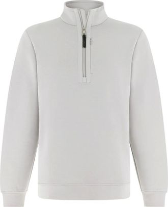 Boggi Milano Hoodies & sweatvesten, Heren, Wit, 2Xl, Katoen, Half Zip Sweatshirt In Lichtgewicht Scuba
