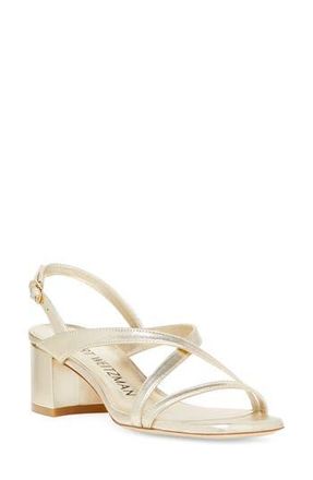 Stuart Weitzman Oasis 50 Block Sandal in Light Gold at Nordstrom Rack, Size 6.5