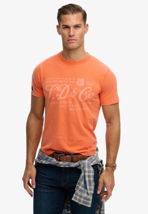 Superdry Rundhalsshirt SUPERDRY Industry Worker Relaxed Tee, Herren, Gr. L, firecracker orange, Single Jersey, Obermaterial: 100% Baumwolle, bedruckt, regular 