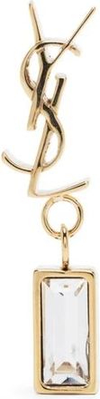 Saint Laurent Engraved-logo Crystal-embellished Earring