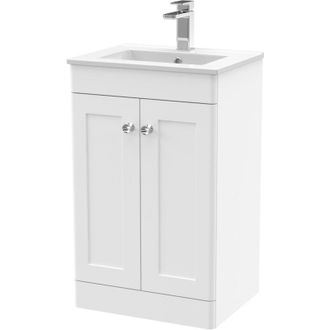 Nuie Nuie - Classique Floor Standing 2-Door Vanity Unit with Basin-2 500mm Wide - Satin White