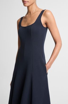 Vince Square Neck Midi Dress in Eclipse at Nordstrom, Size Xx-Small