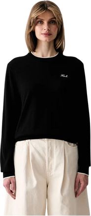 Karl Lagerfeld Truien & Vesten, Dames, Zwart, M, Wol, Merino Wol Trui