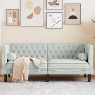 vidaXL vidaXL Divano Chesterfield Grigio chiaro 174 x 74.5 x 70.5 cm Velluto