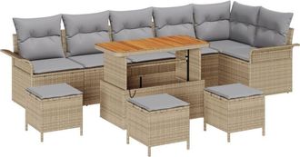 vidaXL Vidaxl - Garden Sofa Set Height-Adjustable 10 pcs Beige Poly Rattan