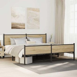vidaXL Vidaxl - Estructura De Cama Sin Colch&oacute;n Metal Roble Sonoma 193x203 Cm