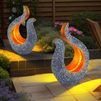 Globo Lighting Lampada solare decorazione da giardino scultura solare aspetto pietra lampada solare design oro, grigio, LED bianco caldo, LxLxA 23,5x11x34,5 cm, set
