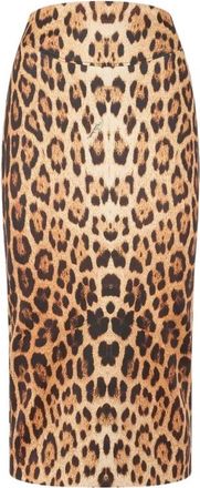Roberto Cavalli Rok met jaguarhuidprint - Dames - Kokerrokken - Bruin - L - Leer - Rokken