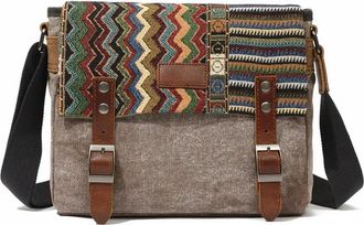 Generic NYSDM Waxed Canvas Shoulder Bag National Style Crossbody Young Men Patchwork Color Flap Sling