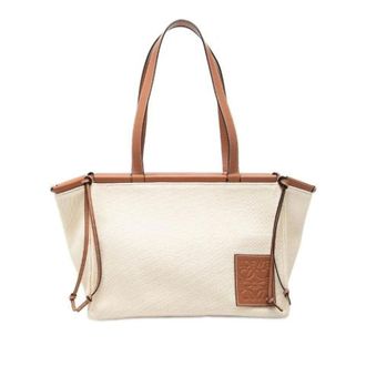 Loewe Pre-owned Tote Bags, female, Beige, Size: ONE SIZE Pre-owned Anagram Cushion Tote Canvas Leather Tote Bag