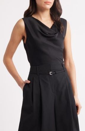 BOSS Belidina Sleeveless Stretch Silk Top in Black at Nordstrom Rack, Size 8