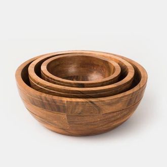 Mela Artisans Grava Acacia Wood Bowls in Brown - Medium at Nordstrom