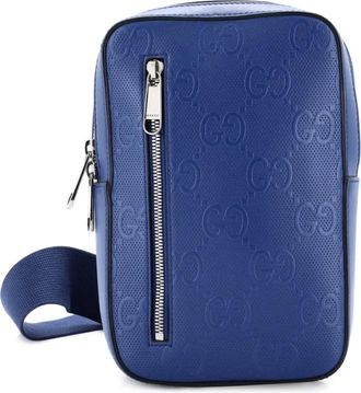 Gucci Sling GG Embossed Perforated Leather backpack - Blu