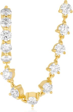 EF Collection Jumbo 14k Gold Diamond Prong Set Huggie Hoop Earrings in 14K Yellow Gold at Nordstrom