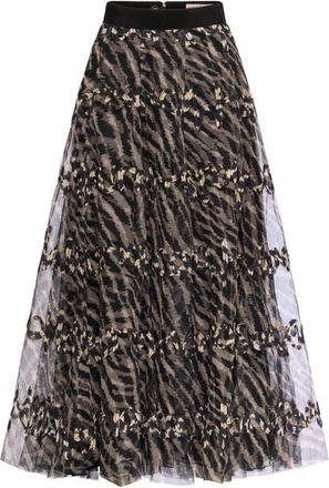 Maison Common Printed Tull Skirt With Embroidery - Zebra print in Black/sand at Nordstrom, Size 38