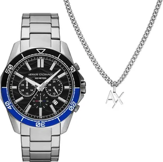 A|X Armani Exchange Spencer Chronograph Quartz Black Dial Mens Watch Set AX7166SET