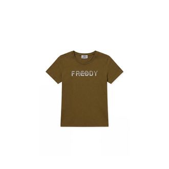 Freddy T-shirt Donna Girocollo in Cotone con Grafica Micro Righe