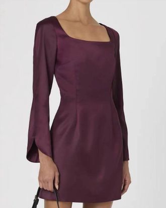 French Connection Satin Scoop Neck Mini Dress In Burgundy