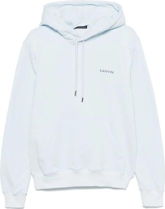 Lanvin Blauwe Hoodie met Logo Borduursel - Heren - Hoodies - Blauw - S - Hoodies & sweatvesten