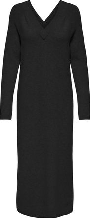 Only Strickkleid ONLY ONLJEANETT LIFE LS V-NECK DRESS CC KNT, Damen, Gr. XS (34), N-Gr, schwarz, Strick, Obermaterial: 88% Polyester, 6% Elasthan, 6% Nylon