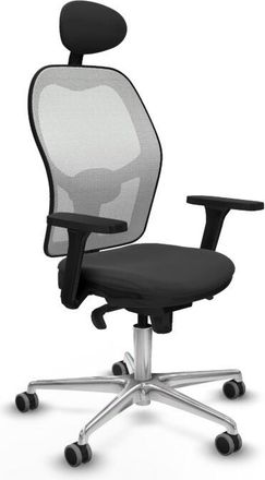 Piqueras y Crespo Jorquera Sincro Malla Blanca Similpiel Gris Oscuro Brazos 3d Base Aluminio Cabecero Fijo Ruedas 65mm Engomada