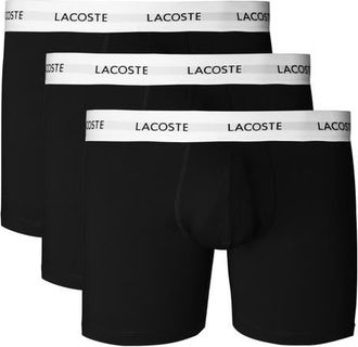 Lacoste Core Essentials Assorted 3-Pack Stretch Cotton Boxer Briefs in Black at Nordstrom, Size Xxx-Large