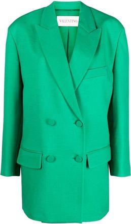 Valentino Garavani Crepe Couture double-breasted blazer - women - Virgin Wool/Silk/Silk - 38 - Green