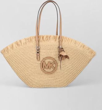 Michael Kors beach bag woven texture fringe handles