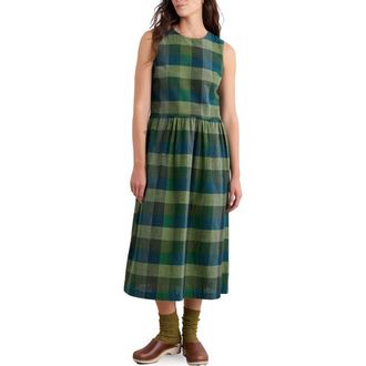 Seasalt Cornwall Brouse Check Sleeveless Organic Cotton Midi Dress in Trystan Multi at Nordstrom, Size 12 Us