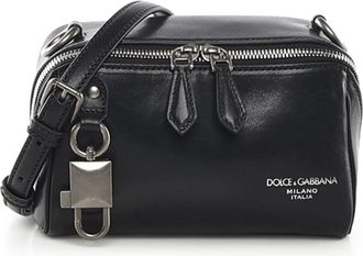 Dolce & Gabbana Lock Crossbody Bag - Heren - Schoudertassen - Zwart - ONE Size - Katoen - Tassen