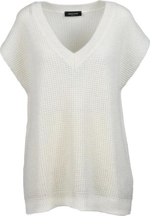 Fabiana Filippi Mohair Wolmix Gebreide Trui - Dames - V-hals truien - Wit - M - Wol - Truien & Vesten