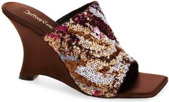 Jeffrey Campbell Aura Wedge Slide Sandal in Brown Satin Combo at Nordstrom, Size 5.5