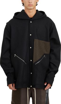 Rick Owens Mens Giacca Tour Hoodie Black Brown Wool - Size EU 46 (Mens)