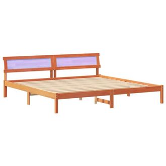 Berkfield Home with LED Strip Lights with Headboard Wax brown 180 x 200 cm Solid