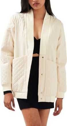 Belle & Bloom Over it Cotton Quilted Bomber Jacket in Cream at Nordstrom Rack, Size X-Small