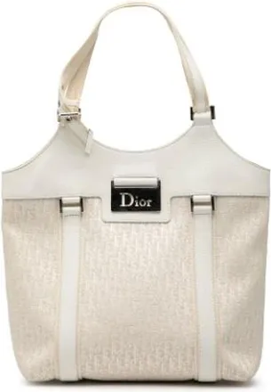Dior Pre-owned Shoulder Bags, female, White, Size: ONE SIZE Pre-owned Leather Shoulder Bag