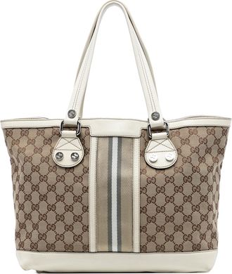 Gucci Pre-owned Womens Gg Canvas Web Sunset Tote - Tan Textile - One Size