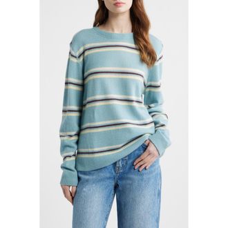 Reformation Cashmere Boyfriend Sweater in Turquoise Multi Stripe at Nordstrom, Size X-Large