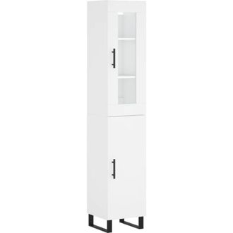 vidaXL Credenza Bianca 34,5x34x180 cm in Legno Multistrato - Vidaxl