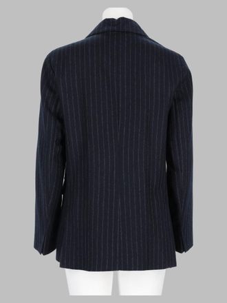 Max Mara Pinstripe Virgin Wool Blazer - Navy
