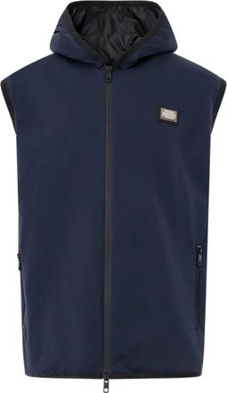 Dolce & Gabbana Mouwloze jas met capuchon - Heren - Bodywarmers - Blauw - M - Katoen - Jassen