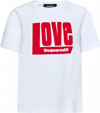 Dsquared2 Womens Love Logo Graphic T-Shirt In White