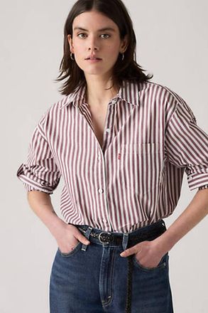 Levi's Camicia Harlie Boyfriend - Donna - S - Marrone / Serafina Stripe Chocolate Truffle