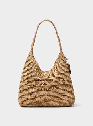 Coach Womens Brooklyn woven straw hobo bag