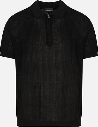 Emporio Armani Mens Knitted Polo Black - Size: 40