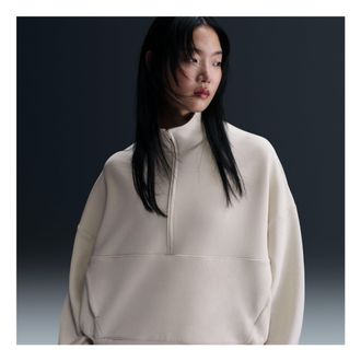 Nike (WMNS) Nike 24.7 ImpossiblySoft Dri-FIT 1/2-Zip T-shirt Oversized Fit Light Orewood Brown HQ8189-104