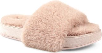 National Comfort Macklin Faux Fur Slipper in Blush Faux at Nordstrom, Size 11