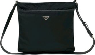 Prada Black Nylon Leather Shoulder Bag Tote Bag (Pre-Owned)