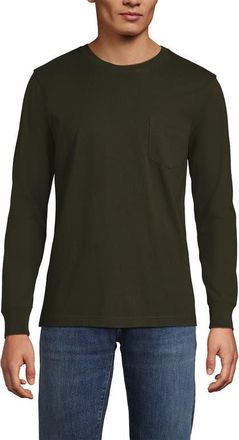 Lands End Super-T Long Sleeve T-Shirt with Pocket in Havana Brown at Nordstrom, Size Xx-Large